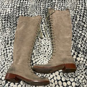 GeeWaWa OTK Lace Moto Suede Boots